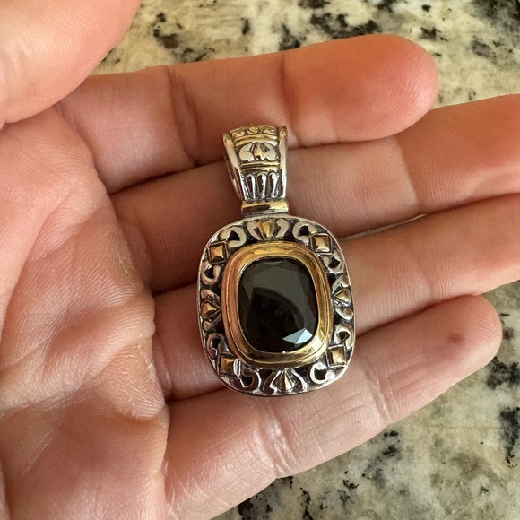 John Medeiros Nouveau Slider Charm two toned pendant Rhodium 14K gold coating - Picture 12 of 12